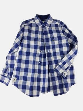 Lacoste Blue and White Check Button-Down Shirt - Kids